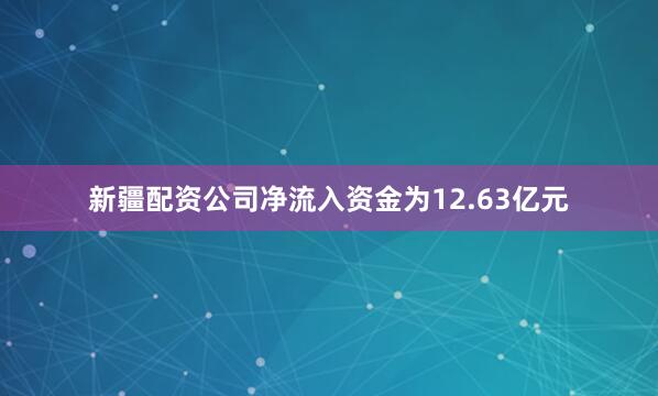 新疆配资公司净流入资金为12.63亿元